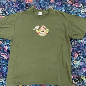 Hand embroidered Scarecrow and Crow T-shirt size Large unisex